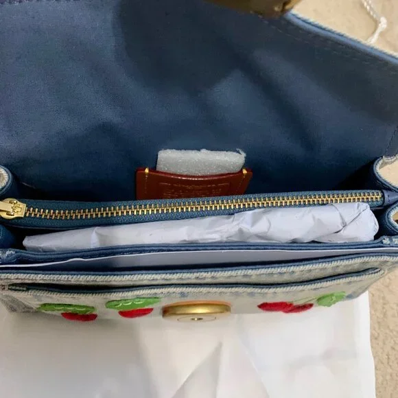 Coach Denim Tabby 20 with Cherries NWT - Picture 11 of 13